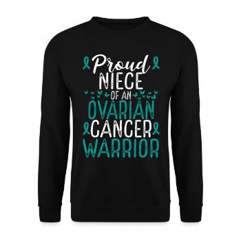 Ovarian Cancer Awareness Movement for Niece Ribbon - Unisex Pullover - Schwarz - Vorne - Alina (178cm) & Michal (187cm)