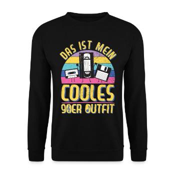 90er Jahre Outfit Party 1990er Motto Mottoparty - Unisex Pullover - Schwarz - Vorne - Alina (178cm) & Michal (187cm)