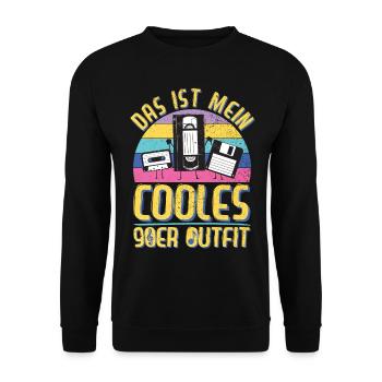 90er Jahre Outfit Party 1990er Motto Mottoparty - Unisex Pullover - Schwarz - Vorne - Alina (178cm) & Michal (187cm)