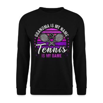Tennis Grandma Retro Sunset Tennis Player - Unisex Sweatshirt - black - Front - Alina (178cm) & Michal (187cm)