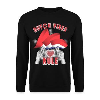 Niederlande, Dutch-Vibes-Rule, Holland Spruch - Unisex Pullover - Schwarz - Vorne - Alina (178cm) & Michal (187cm)
