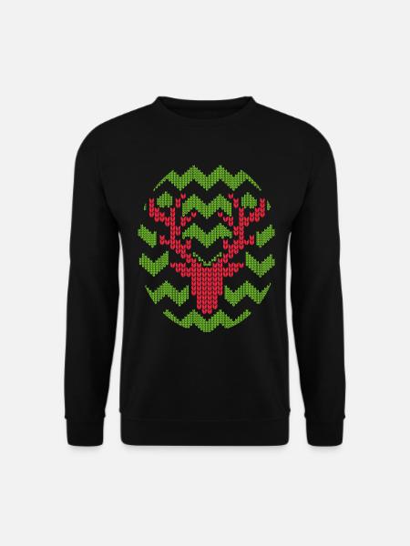Rentier Weihnachten Strickmuster gestricktes Motiv - Unisex Pullover - Schwarz