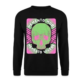 Memento Mori Memento Vivere Skull Saying - Unisex Sweatshirt - black - Front - Alina (178cm) & Michal (187cm)