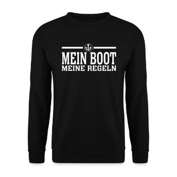 Mein Boot Meine Regeln Kapitän Schiff Segeln Käptn - Unisex Pullover - Schwarz - Vorne - Alina (178cm) & Michal (187cm)