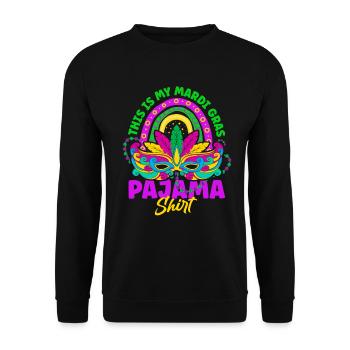 Ceci est ma chemise de pyjama Mardi Gras Shenanigan - Sweat-shirt Unisexe - noir - Devant - Alina (178cm) & Michal (187cm)