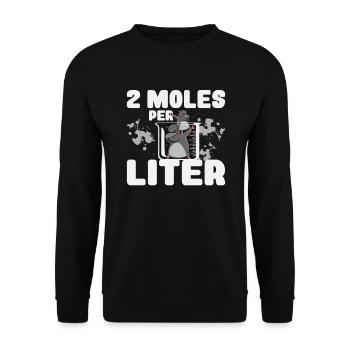 2 Mol Pro Liter Wissenschaftsliebhaber - Unisex Pullover - Schwarz - Vorne - Alina (178cm) & Michal (187cm)