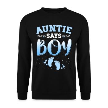 Tante sagt, dass das Geschlecht des Jungen das neugeborene Jungenbaby enthüllt - Unisex Pullover - Schwarz - Vorne - Alina (178cm) & Michal (187cm)