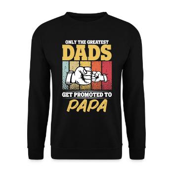 The Best Dads Get Promoted to Papa Vintage - Unisex Sweatshirt - black - Front - Alina (178cm) & Michal (187cm)