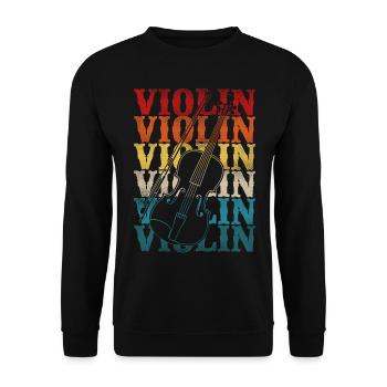 Violin Violinist Retro Vintage - Unisex Pullover - Schwarz - Vorne - Alina (178cm) & Michal (187cm)