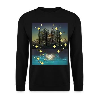 Étoiles nocturnes Nature Nature Lovers Stardust Arbres - Sweat-shirt Unisexe - noir - Devant - Alina (178cm) & Michal (187cm)