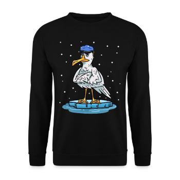 Seagull Captain Winter Xma's Christmas Present Ahoy - Unisex Sweatshirt - black - Front - Alina (178cm) & Michal (187cm)