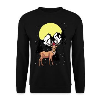 Xmas Weihnachten Hirsch Nikolaus Rentier Christmas - Unisex Pullover - Schwarz - Vorne - Alina (178cm) & Michal (187cm)