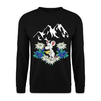 Autriche Alpes Fromage Plaisir Suisse Souris Rongeur Enfant - Sweat-shirt Unisexe - noir - Devant - Alina (178cm) & Michal (187cm)