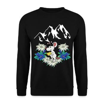 Austria Mountains Mice Cheese King Enjoyment Alps - Unisex Sweatshirt - black - Front - Alina (178cm) & Michal (187cm)