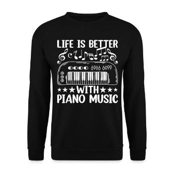 La vie est meilleure avec la musique pour piano - Piano à clavier P - Sweat-shirt Unisexe - noir - Devant - Alina (178cm) & Michal (187cm)