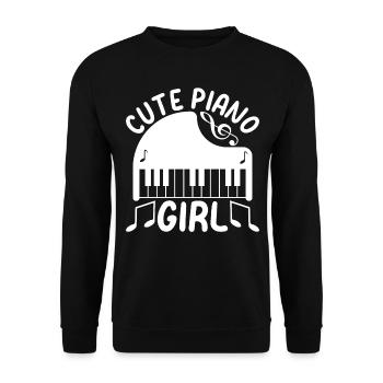Cute Piano Girl Piano Player - Pianist Girl - Unisex Sweatshirt - black - Front - Alina (178cm) & Michal (187cm)