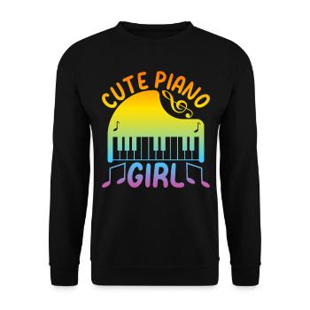 Mignon Piano Girl Pianiste - Pianiste Fille Piano - Sweat-shirt Unisexe - noir - Devant - Alina (178cm) & Michal (187cm)