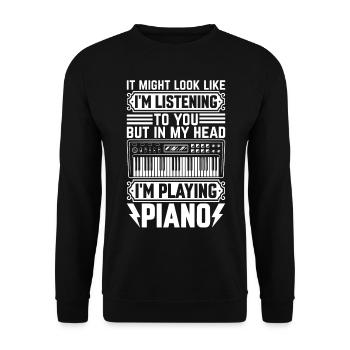 In My Head I'm Playing Piano Keyboard Electric Pia - Unisex Sweatshirt - black - Front - Alina (178cm) & Michal (187cm)