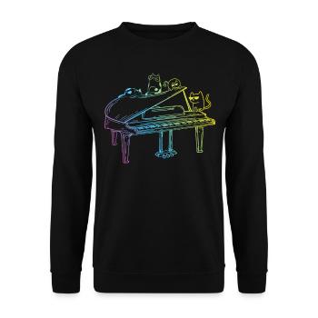 Piano Cats Piano Lover Piano Player - Cat Lover Pi - Unisex Pullover - Schwarz - Vorne - Alina (178cm) & Michal (187cm)