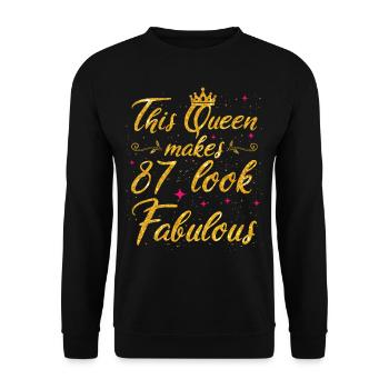 Cette reine fait 87 look Fabuleux 87e anniversaire - Sweat-shirt Unisexe - noir - Devant - Alina (178cm) & Michal (187cm)