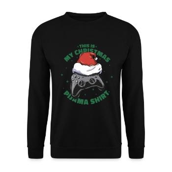 Gaming Pajamas Christmas Ugly Christmas Sweater - Unisex Sweatshirt - black - Front - Alina (178cm) & Michal (187cm)