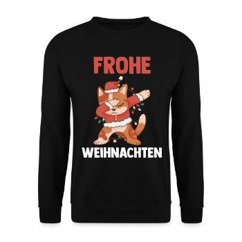 Weihnachts Hund Frohe Weihnachten - Unisex Pullover - Schwarz - Vorne - Alina (178cm) & Michal (187cm)