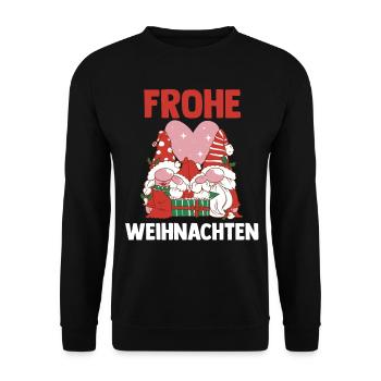 Weihnachts Gnome Frohe Weihnachten - Unisex Pullover - Schwarz - Vorne - Alina (178cm) & Michal (187cm)
