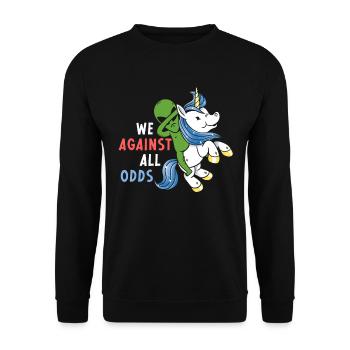 Regenbogen Tier Fee Einhorn Liebhaber Alien - Unisex Pullover - Schwarz - Vorne - Alina (178cm) & Michal (187cm)