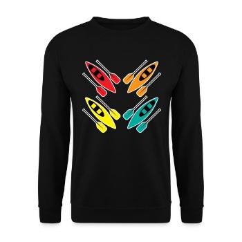 Kajakfahren Buntes Paddel Sport Muster Kunst - Unisex Pullover - Schwarz - Vorne - Alina (178cm) & Michal (187cm)