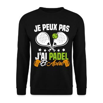 Je peux pas j'ai padel et apéro Padeliste Cadeau - Sweat-shirt Unisexe - noir - Devant - Alina (178cm) & Michal (187cm)