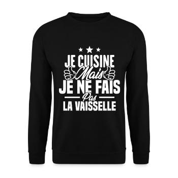 Je cuisine mais je ne fais pas la vaisselle humour - Sweat-shirt Unisexe - noir - Devant - Alina (178cm) & Michal (187cm)