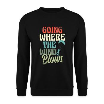 Going where the wind blows Kitesurfing Kitesurfers - Unisex Sweatshirt - black - Front - Alina (178cm) & Michal (187cm)