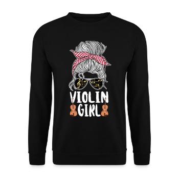 Violin Violinist Girl Sunglasses - Unisex Sweatshirt - black - Front - Alina (178cm) & Michal (187cm)