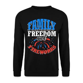 Familie Freiheit Und Feuerwerk 4. Juli - Unisex Pullover - Schwarz - Vorne - Alina (178cm) & Michal (187cm)