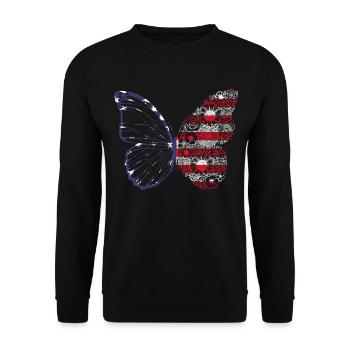 Papillon floral 4 juillet Jour de l’indépendance - Sweat-shirt Unisexe - noir - Devant - Alina (178cm) & Michal (187cm)