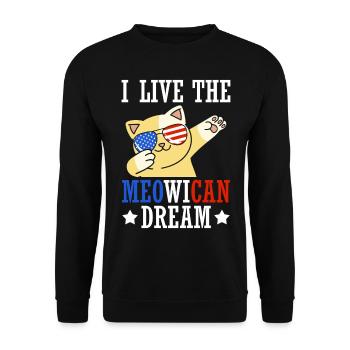 Je vis le rêve de miaulement - Jour de l’Indépendance - Sweat-shirt Unisexe - noir - Devant - Alina (178cm) & Michal (187cm)