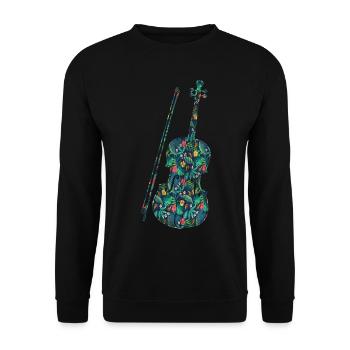 Violin Violinist Tropical Flower - Unisex Sweatshirt - black - Front - Alina (178cm) & Michal (187cm)