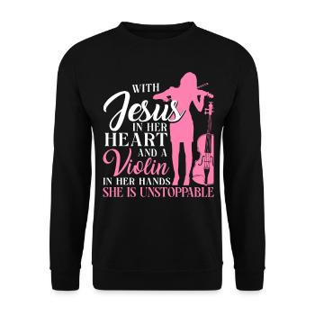 Violoniste Violoniste Jesus Faith - Sweat-shirt Unisexe - noir - Devant - Alina (178cm) & Michal (187cm)