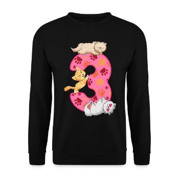 Chaton 3ème anniversaire | Chemise d’anniversaire de chat | - Sweat-shirt Unisexe - noir - Devant - Alina (178cm) & Michal (187cm)