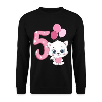 5th Birthday Kitten | Cat Birthday Shirt | Cat - Unisex Sweatshirt - black - Front - Alina (178cm) & Michal (187cm)