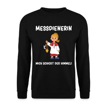 Ministrantin Messdienerin Mich Schickt Der Himmel - Unisex Pullover - Schwarz - Vorne - Alina (178cm) & Michal (187cm)