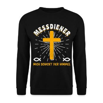 Ministrant Messdiener Mich Schickt Der Himmel - Unisex Pullover - Schwarz - Vorne - Alina (178cm) & Michal (187cm)