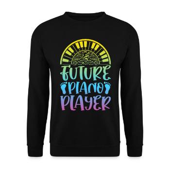 Future Piano Player - Keboard Player Piano Music - Unisex Pullover - Schwarz - Vorne - Alina (178cm) & Michal (187cm)