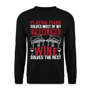 Jouer du piano résout la plupart de mes problèmes - Keyboar - Sweat-shirt Unisexe - noir - Devant - Alina (178cm) & Michal (187cm)