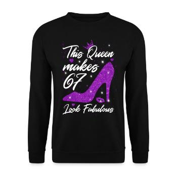 Cette reine fait 67 look Fabuleux 67e anniversaire - Sweat-shirt Unisexe - noir - Devant - Alina (178cm) & Michal (187cm)