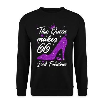 This Queen makes 66 look Fabulous 66th Birthday - Unisex Sweatshirt - black - Front - Alina (178cm) & Michal (187cm)