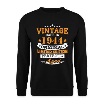 Vintage Made In 1944 Original Limited Edition - Unisex Sweatshirt - black - Front - Alina (178cm) & Michal (187cm)