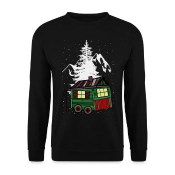 Remorque Noël Hiver Nature Alpes de montagne - Sweat-shirt Unisexe - noir - Devant - Alina (178cm) & Michal (187cm)