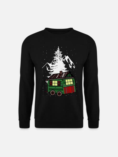 Bauwagen Xmas Winter Natur Gebirge Berg Alpen - Unisex Pullover - Schwarz