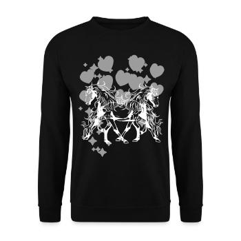 Cheval sauvage Chevaux Poney Girl Cavalière Cœur - Sweat-shirt Unisexe - noir - Devant - Alina (178cm) & Michal (187cm)